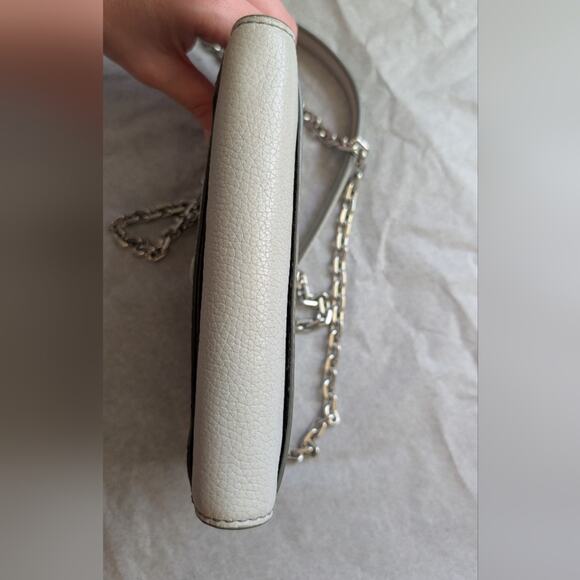 Marc Jacobs Empire City Leather Wallet Crossbody Gray Beige Bag - Picture 10 of 14